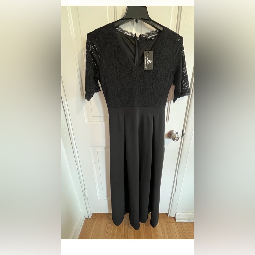 M Size REPHYALLIS Elegant Black Lace Dress